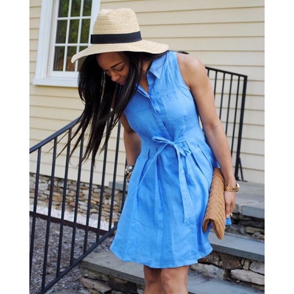 Anthropologie Dresses & Skirts - Anthro HD in Paris Printemps Linen Shirt Dress Blue 6